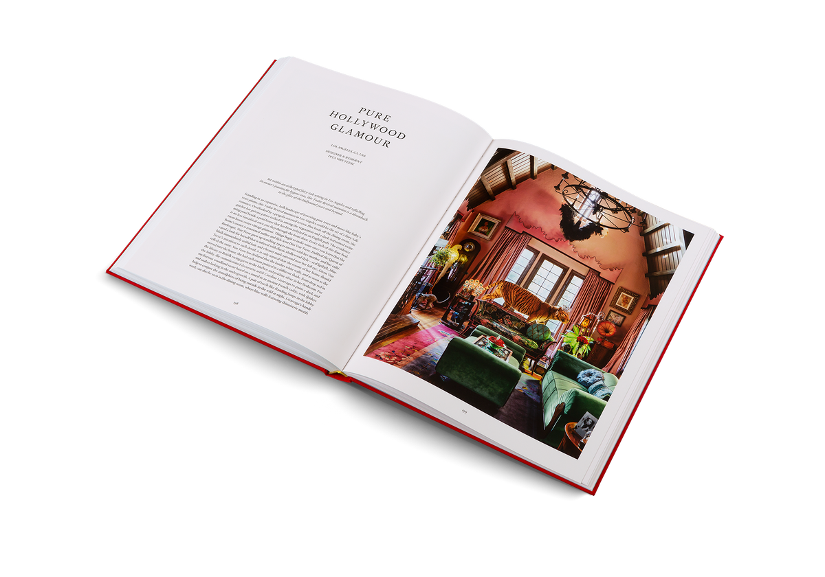 Von Teese grew up watching 1940s movies with her mother and has cultivated a look for herself that is infused with classic Hollywood style—red lipstick, blue-black immaculately coifed hair, and a beauty mark tattooed near her left eye. Given Von Teese’s attention to such detail, it is only natural that the rooms of her home should reflect the same. Discover more about her home in Living to the Max.