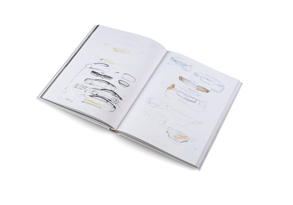 Car sketches drawn by Peter Schreyer in Roots and Wings