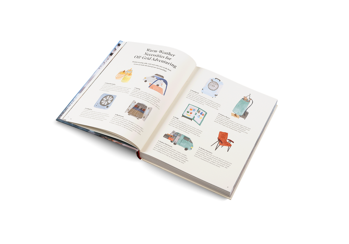 Tools for keeping calm, cool, and critter-free in the heat, so you can make the most of your surroundings and enjoy your vanlife. Find more advice in The Getaways by gestalten.