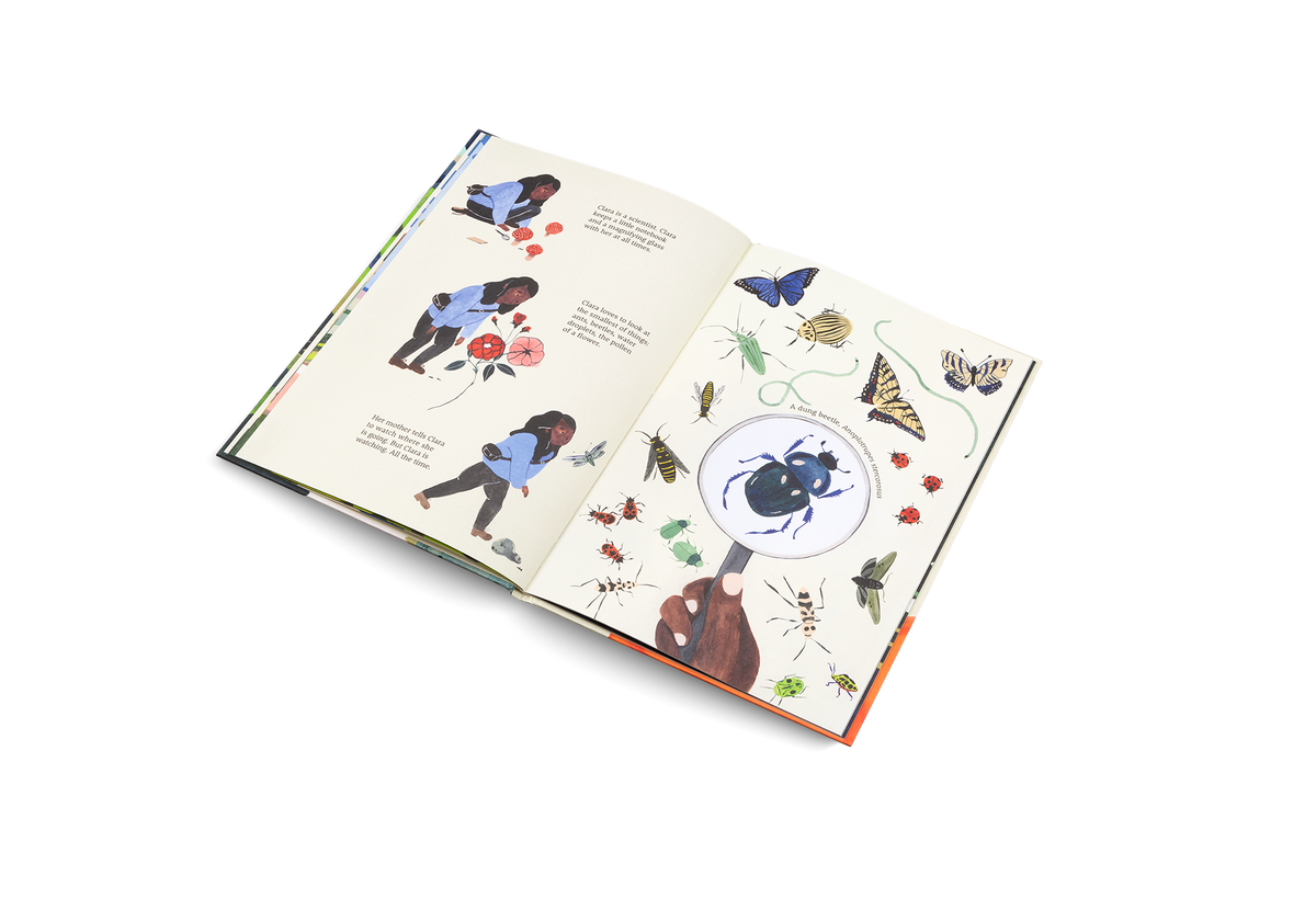 Clara is a scientist. Clara keeps a little notebook and a magnifying glass with her at all times.