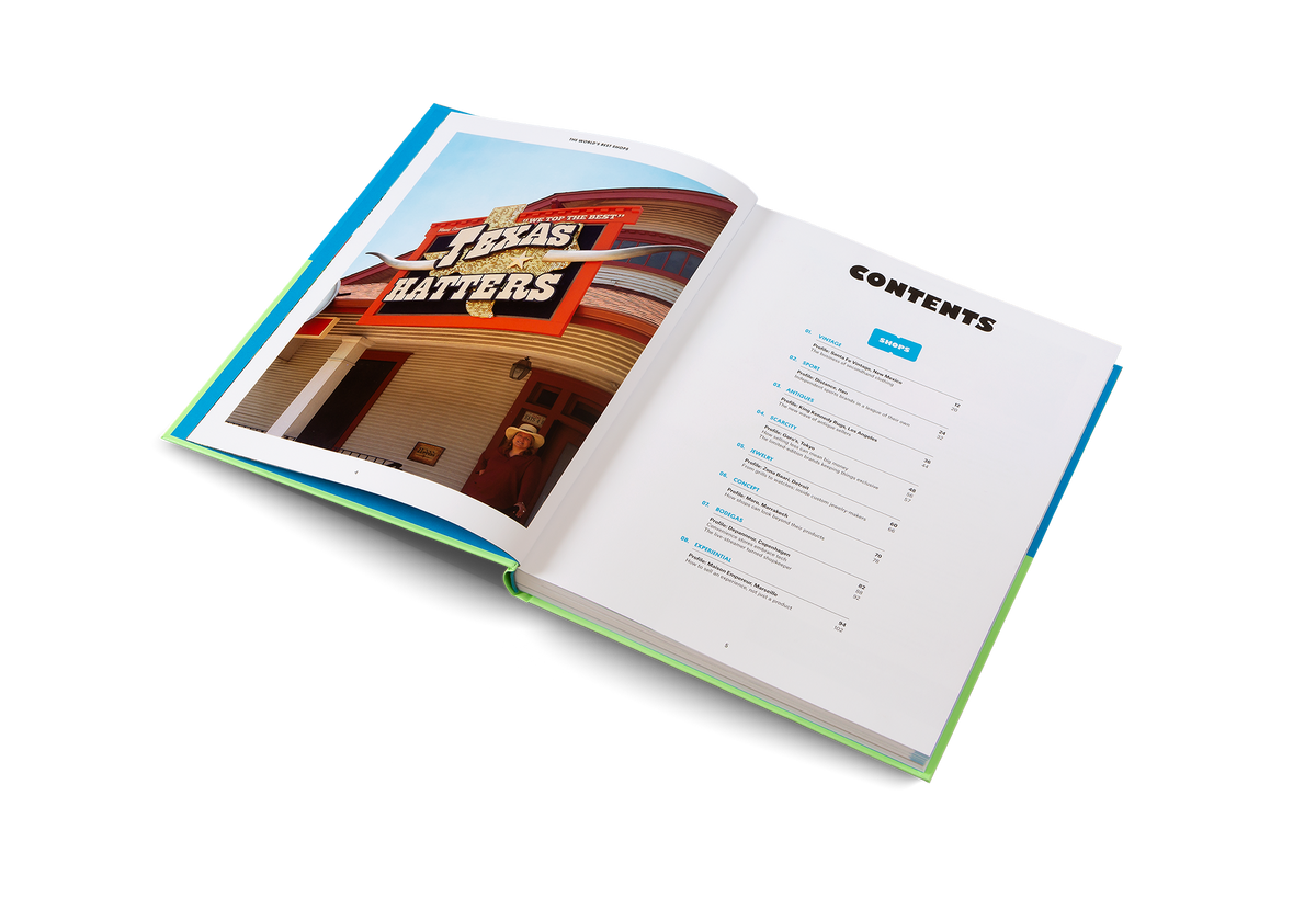 The table of contents of The World's Best Shops by Courier Magazine and gestalten.