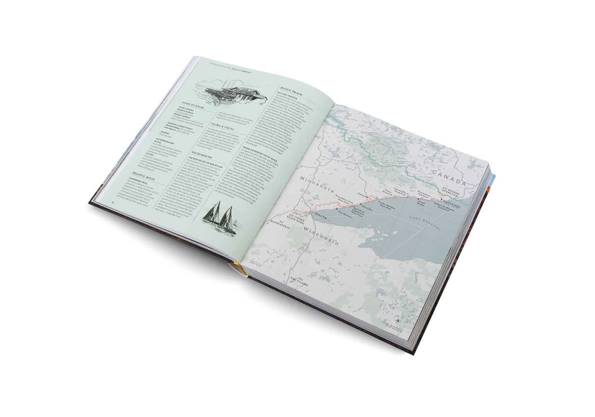 A hiking map of Wisconsin and Minnesota in Wanderlust USA