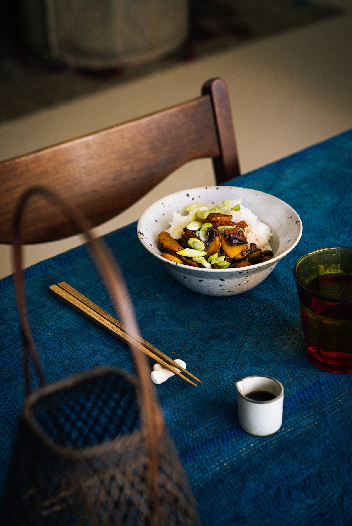 Butternut, Squash and Mushrooms on Japanese Rice in A Spoonful of Sun, a book filled with mediterranean recipes by Pauline Chardin.
