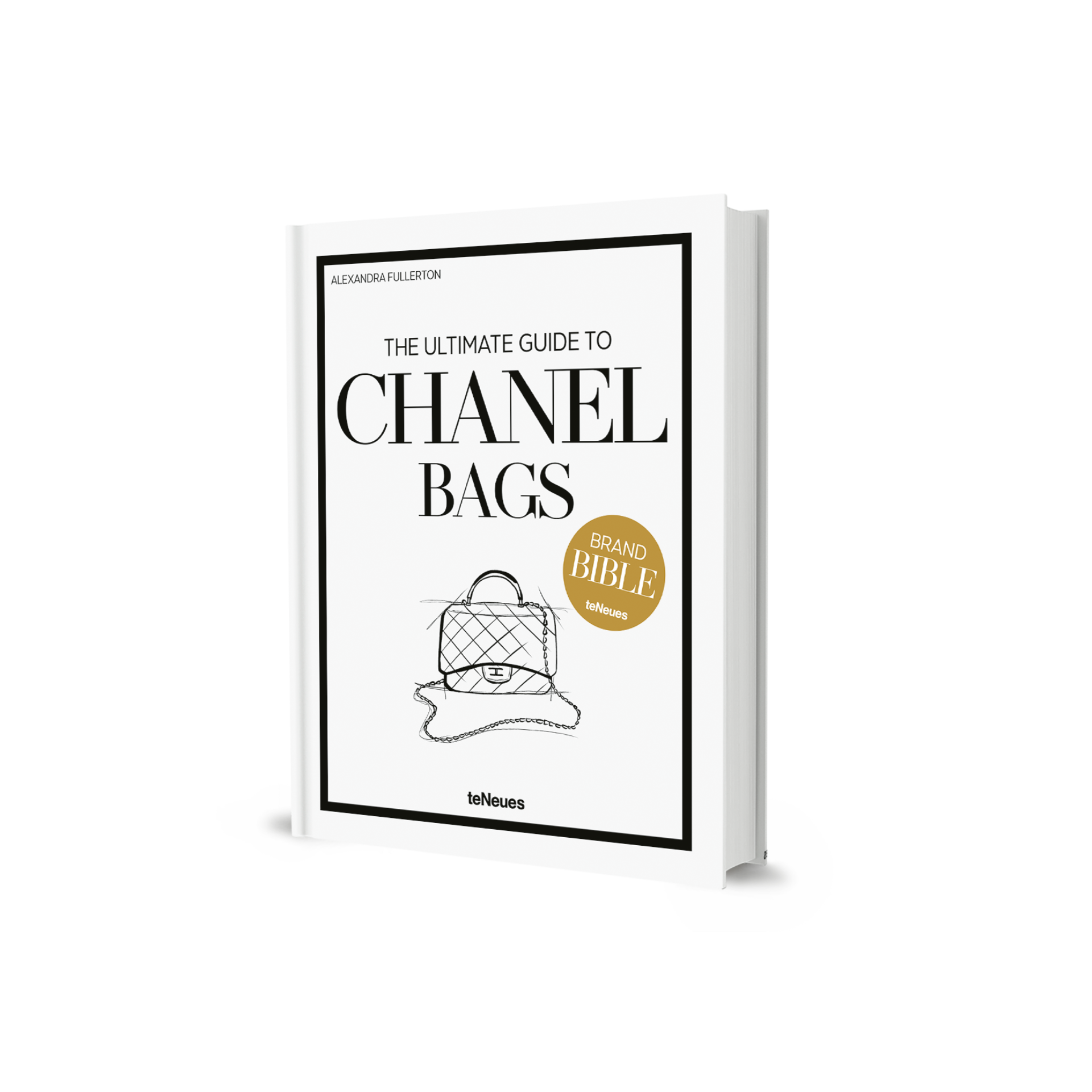 Book titled 'The Ultimate Guide to Chanel Bags' on a white background