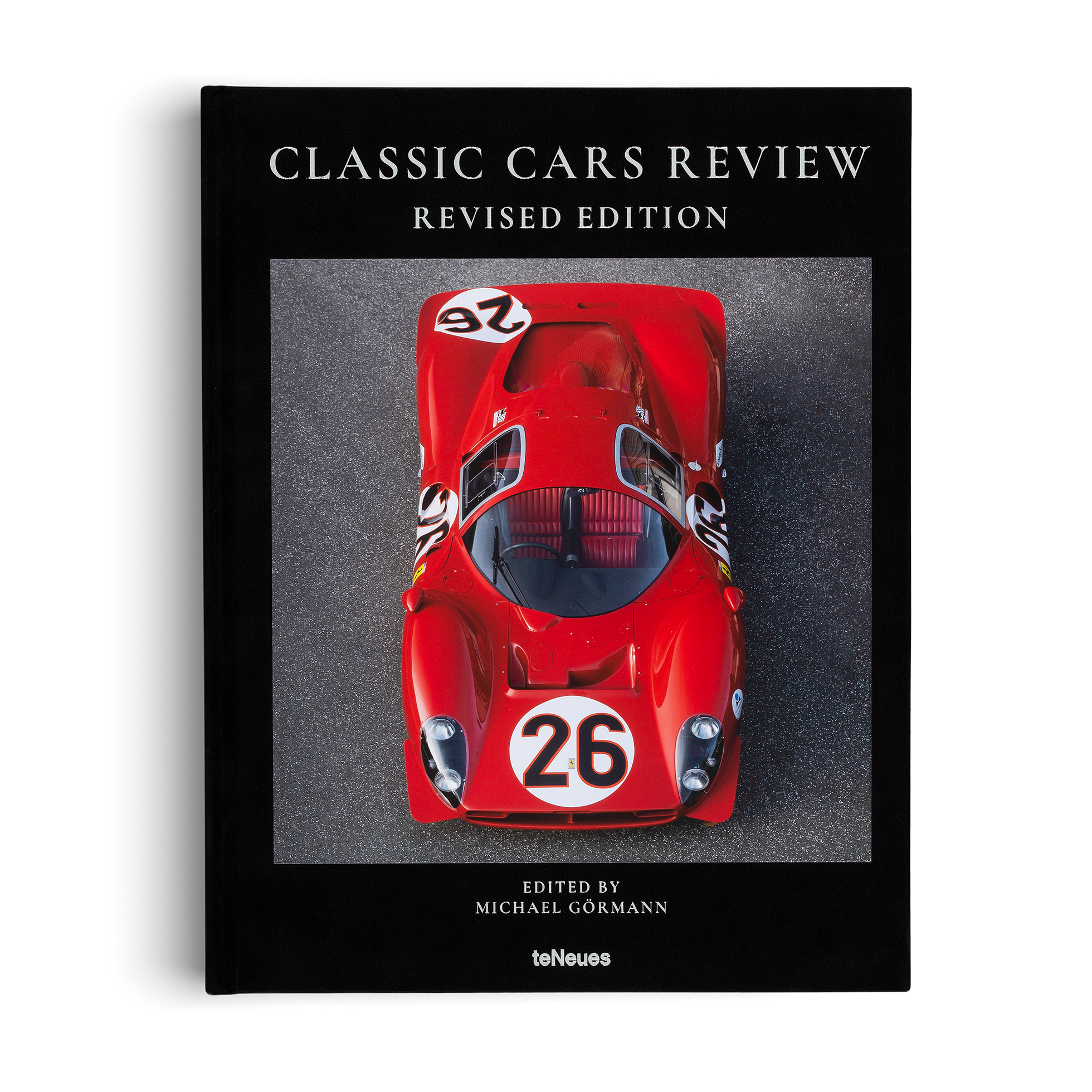 Book cover of 'Classic Cars Review Revised Edition' with a red vintage car on a gray background