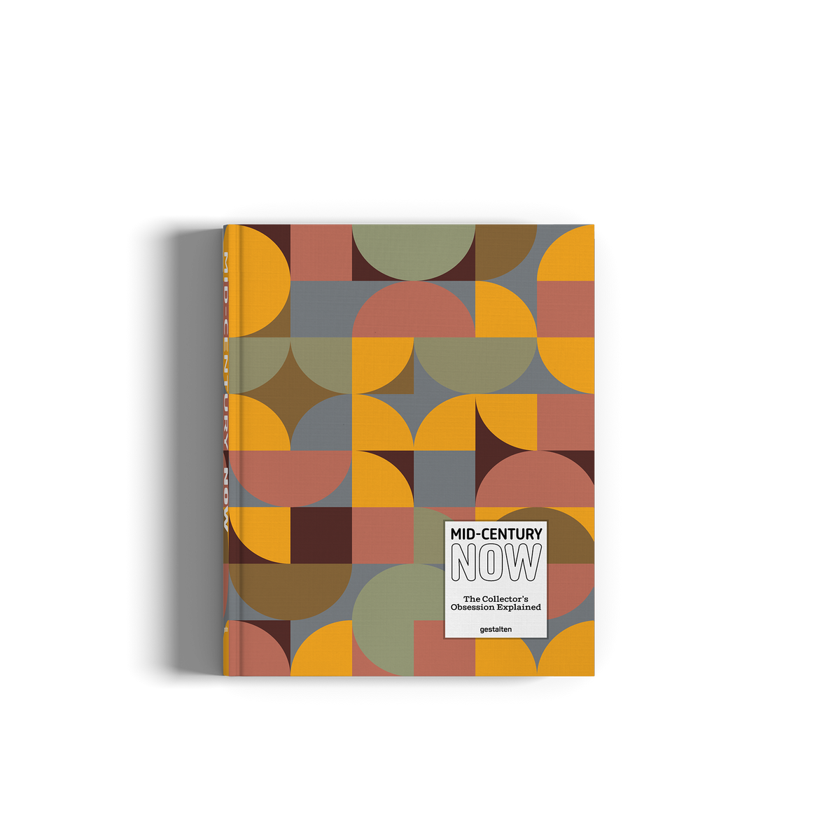 A hardcover book titled 'Mid-Century Now: The Collection's Essential Exploration' by gestalten, featuring a colorful retro geometric pattern on the cover, set against a plain white background with a soft shadow.