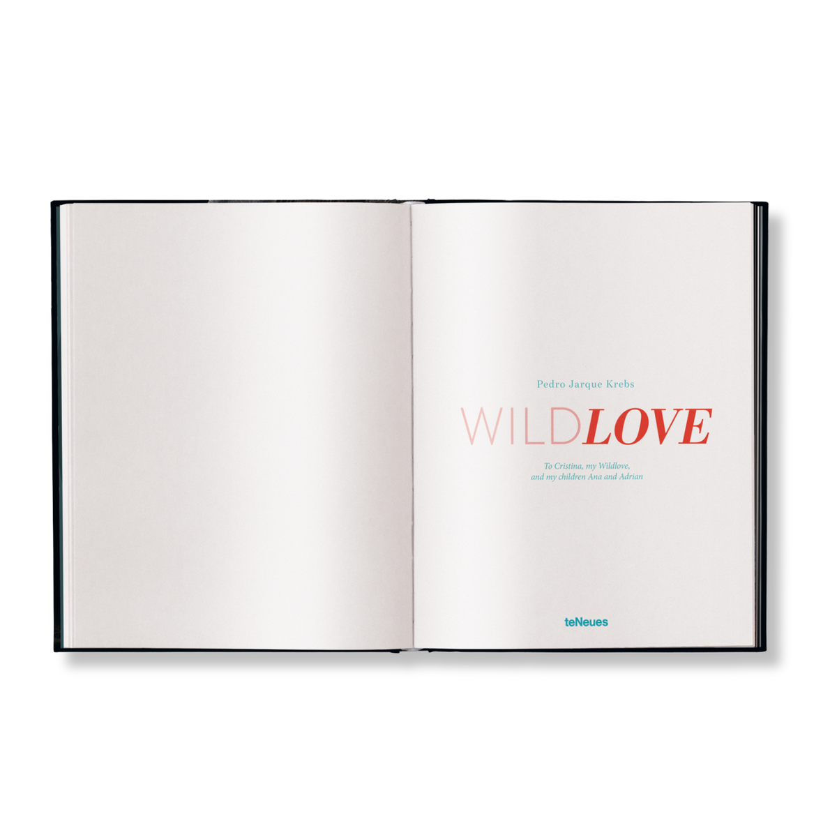 Open book with 'Wild Love' title on a white background