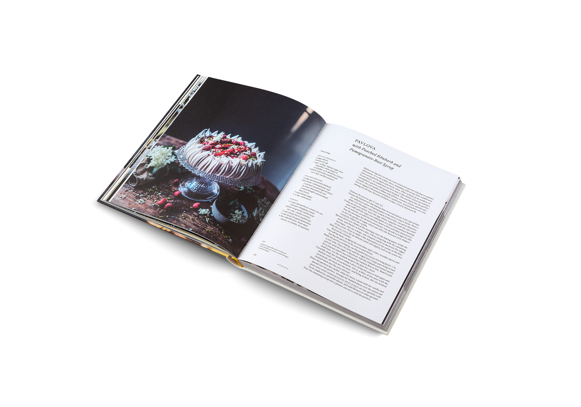 Behind the barn Nora Eisermann and Laura Muthesius from Our Food Stories found a new treasured spot for relaxing on summer afternoons. It’s a bit wilder there, brimming with lovely little wildflowers and surrounded by plum and cherry trees. After setting up an outdoor so, they celebrated their first time in this idyllic corner by baking a scrumptious gluten-free pavlova with poached rhubarb.