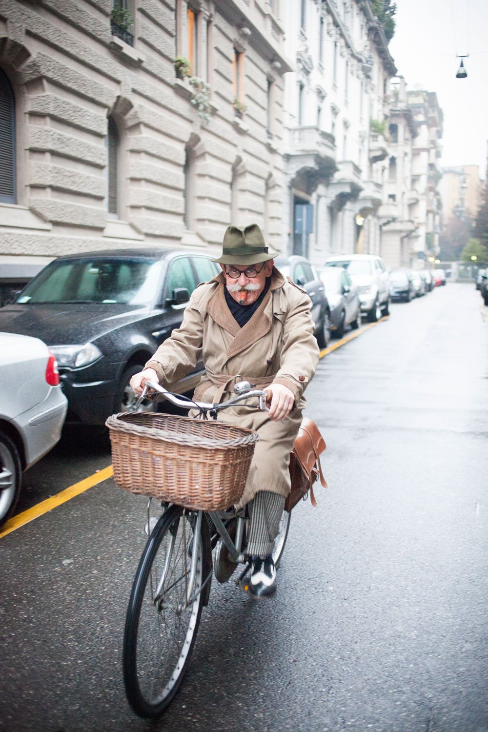 Older dandy on a bike