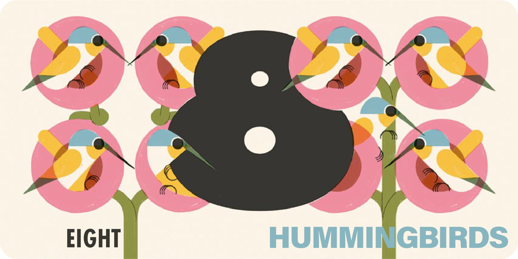 Eight hummingbirds in How Many Birds? by Little Gestalten