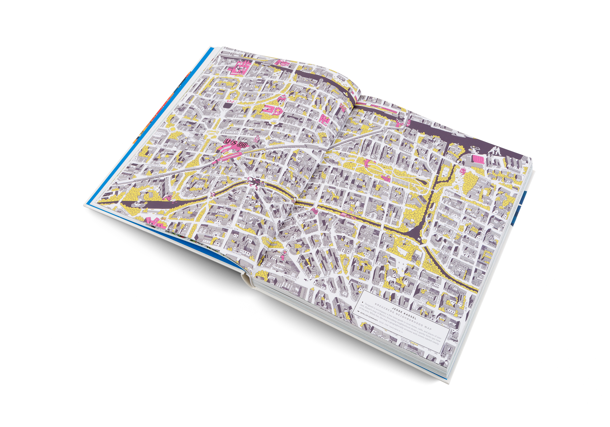 Illustrated map of Kreuzberg and Neukölln in Berlin