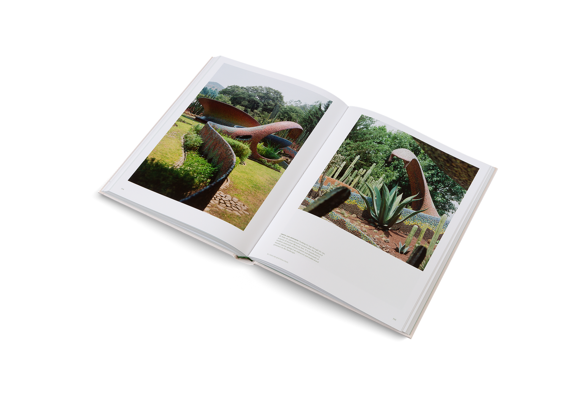 Snaking its way through the site, El Nido de Quetzalcóatl is named after the feathered serpent of ancient Mexican lore. It is manifested in modern materials of ferro-cement and thousands of mosaic pieces, giving it an iridescent and multicolored presence in the landscape.