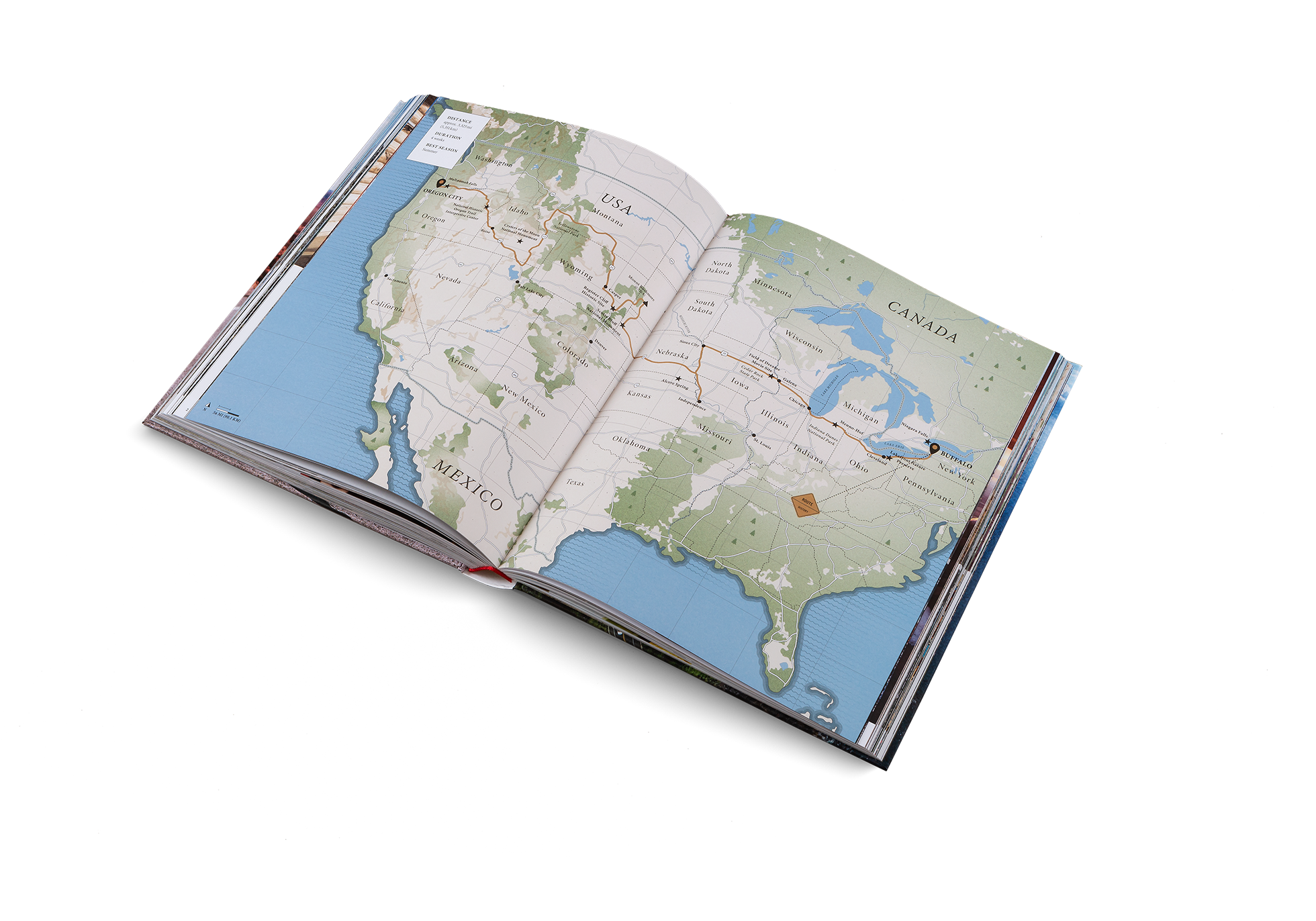 A map for an adventurous road-trip in The Great American Road Trip by gestalten.