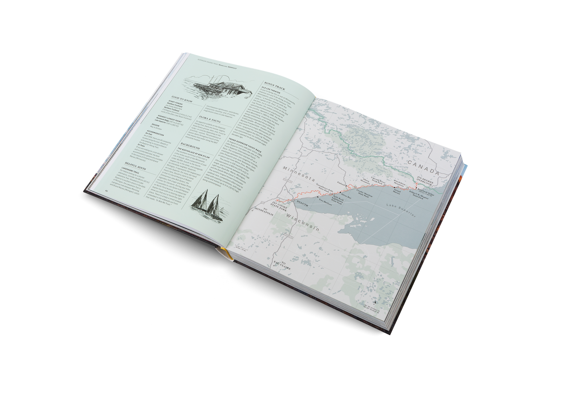 A hiking map of Wisconsin and Minnesota in Wanderlust USA