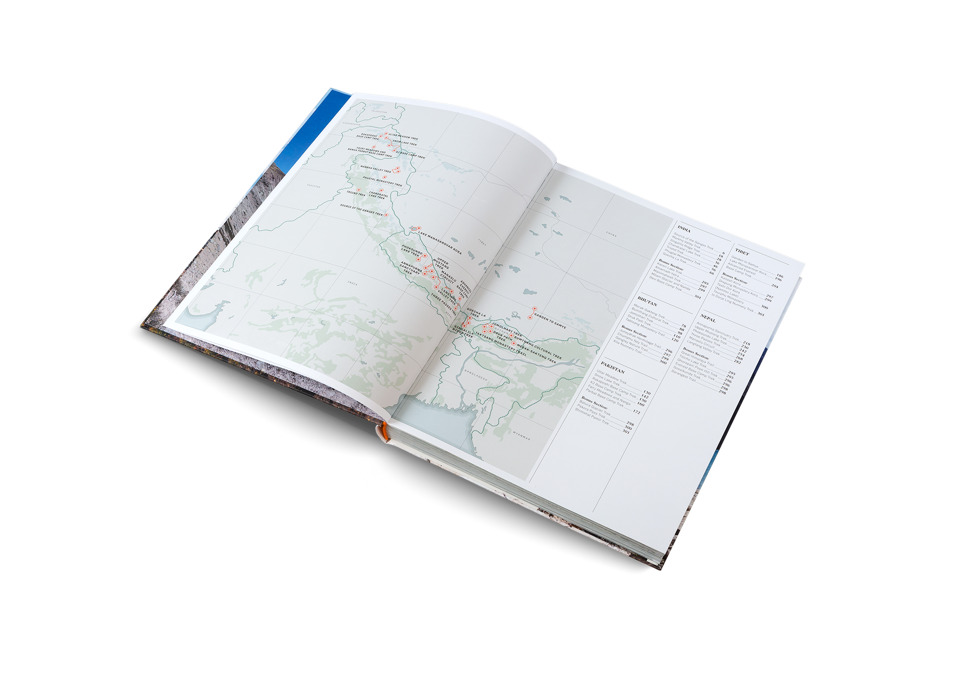 The table of contents of Wanderlust Himalaya by gestalten and Cam Honan