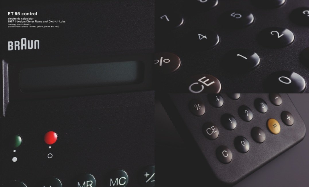 The ET 66 Control Braun is an electronic calculator, designed by Dieter Rams and Dietrich Lubs. Discover more about it in Less and More: The Design Ethos of Dieter Rams by gestalten.
