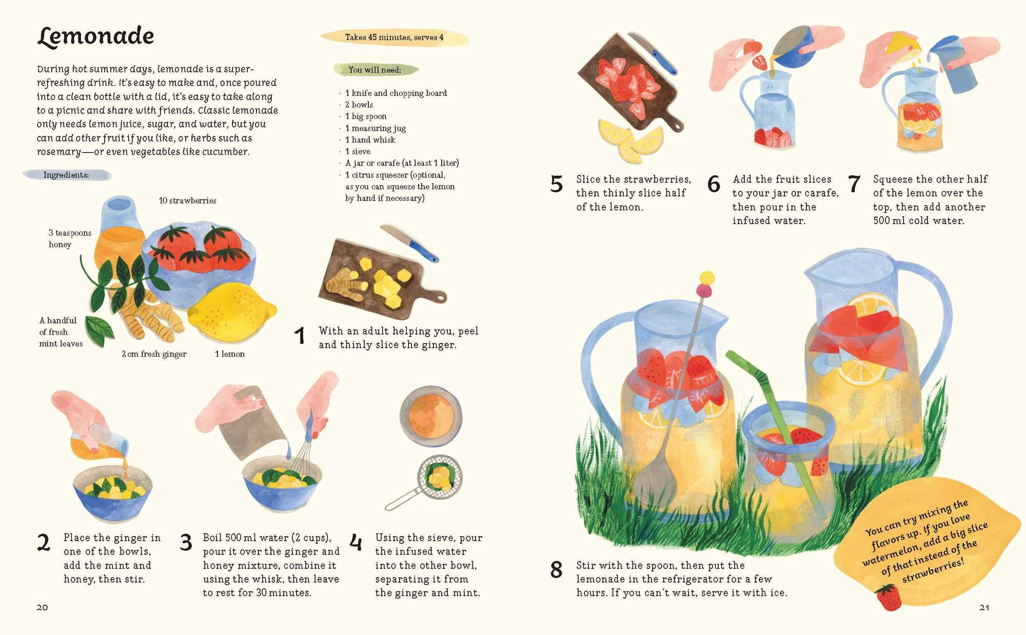 The recipe for a delicious lemonade with Tasty treats by Little Gestalten